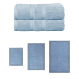 Ensemble de serviettes de bain 2 pièces et de tapis de bain 3 pièces Buariki Collection, 100% coton doux (ensemble de 5)