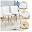 Ensemble de 2 tabourets de bar modernes en similicuir blanc avec pieds chromés - Chaises contemporaines à hauteur de comptoir pour la cuisine et la maison-1175338145-1175338156