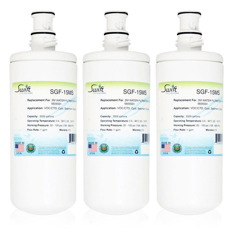 Filtre à eau commercial compatible avec les filtres verts Swift Green de SGF-15MS pour HF15-MS, 5609331, fabriqué aux États-Unis - paquet de 3