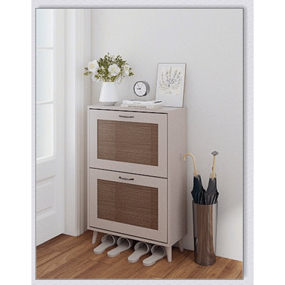 Range-chaussures à 2 niveaux pour hall d'entrée - Organisateur de rangement pour chaussures stable et spacieux, conception facile d'accès, pouvant contenir jusqu'à 12 paires