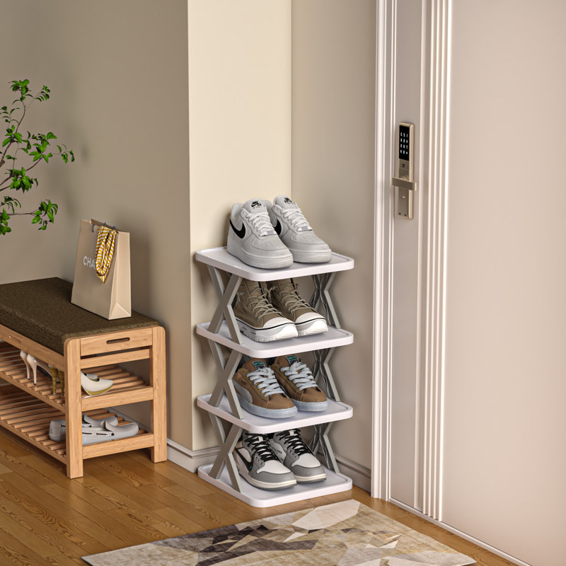 Petit étagère à chaussures pliable en forme de X à 4 niveaux pour économiser de l'espace, 4