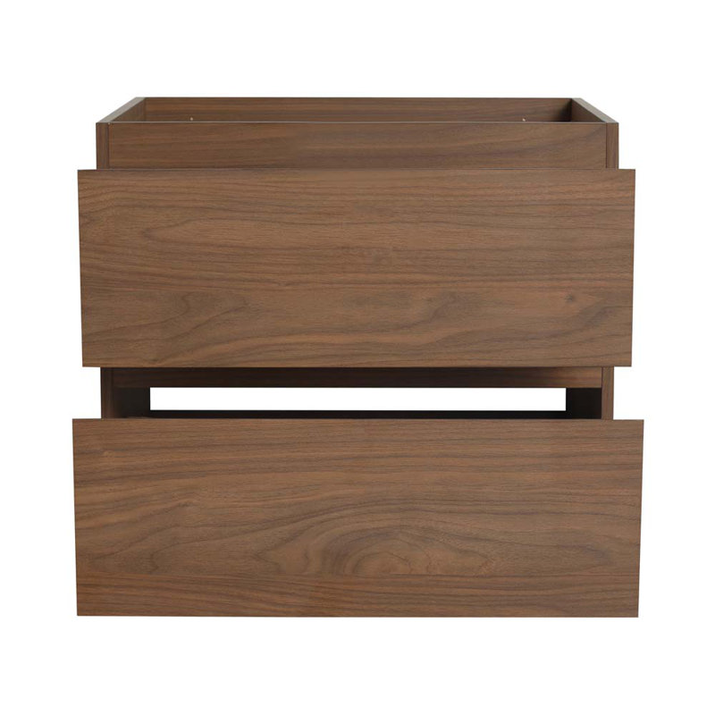 Meuble-lavabo mural 24 po avec lavabo en céramique, 2 tiroirs à fermeture en douceur 24 po, Noir, Chêne brun