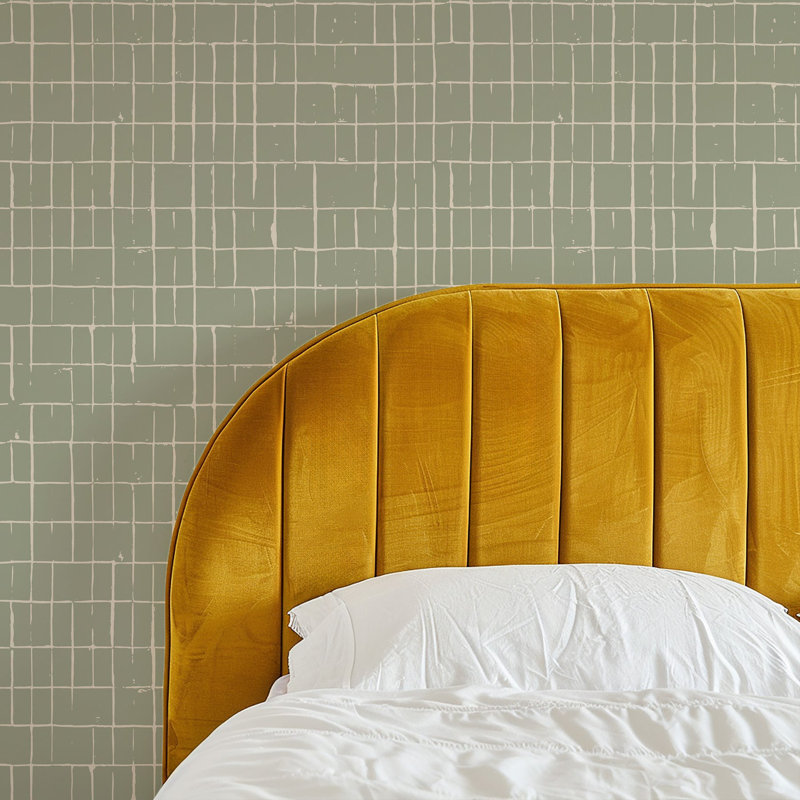 Fractured Grid - Sage Wallpaper, Sage, Self-adhesive