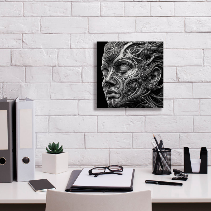 'Techno Face 5' by KIR.DART Canvas Wall Art, 12" H x 12" W x 0.75" D