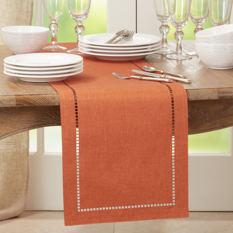 Neith Polyester Rectangle Table Runner, 54" x 14", Rust