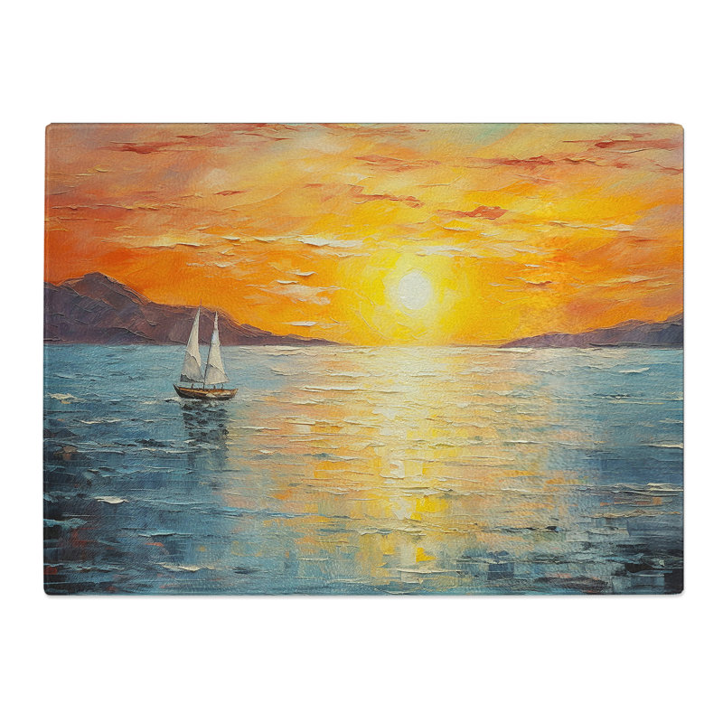 Seascape Palette Knife  Glass Chopping Board