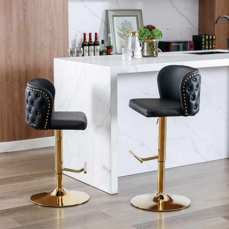 Tabouret à hauteur réglable Jaichand, Noir