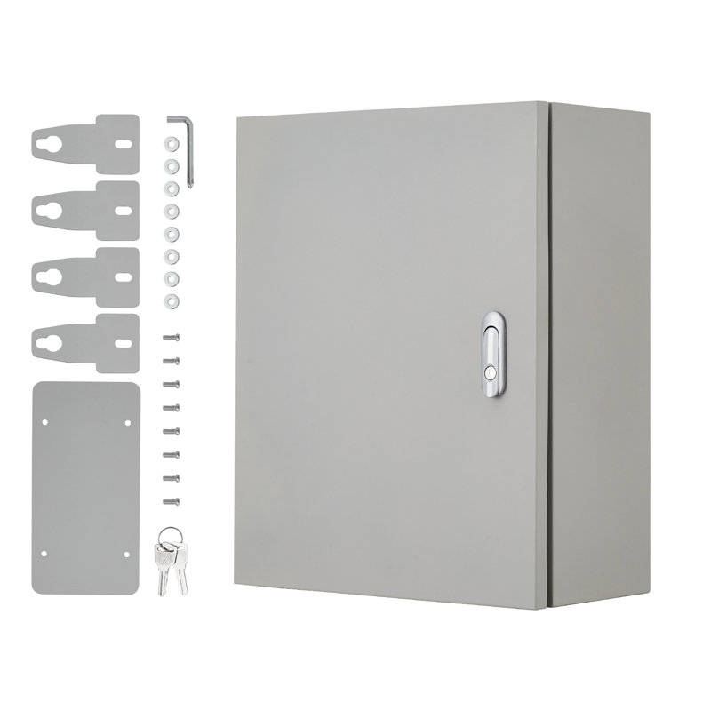 NEMA 4X/IP66/IP67 Waterproof Outdoor Steel Tool Cabinet – 20"x16"x8" Lockable Wall-Mounted Enclosure with Mounting Plate & 2 Keys – Secure Dustproof Junction Box – Gray-white (Suzhou)