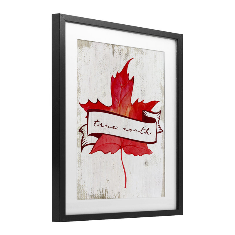 «True North Maple Leaf», reproduction sous verre encadrée, design par Lil 'Rue, Cadre noir minuit, H 21 po x l 17 po