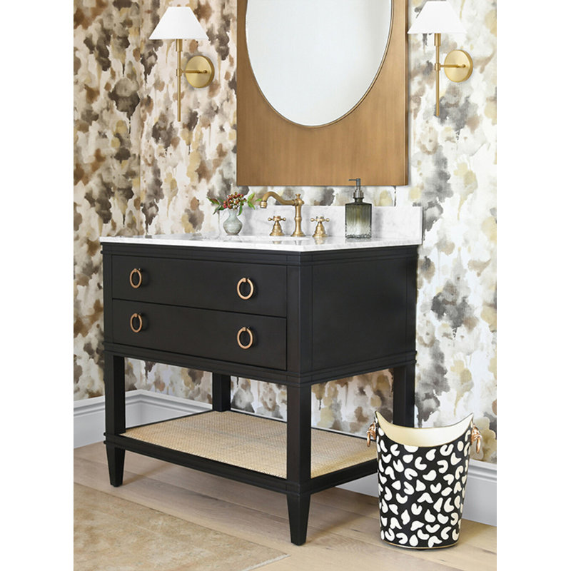 Cutler 36.5'' W Single Vanity, Matte Black/Ivory, 37"