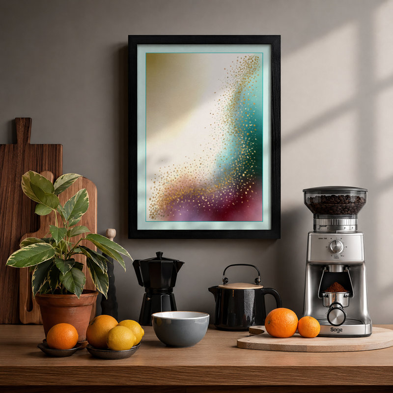 Particles in Dissolution Abstract - Framed Print, A2 - 59.4 x 42.0 cm, Black
