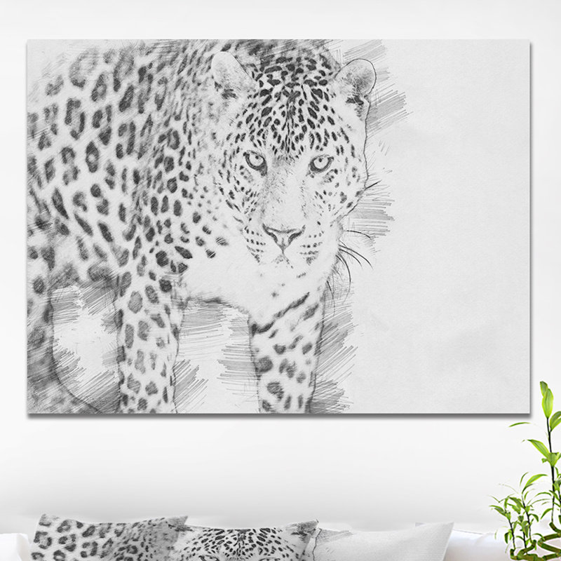«Black and White Leopard», reproduction d'art sur toile tendue, H 30 po x l 40 po x P 1,5 po