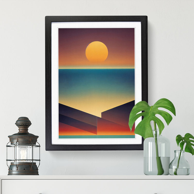 Sunset Conceptual Art Vol.1 1 Piece Single Picture Frame Wall Art, 64cm H x 25cm W x 2cm D, Walnut