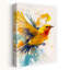 Vibrant Yellow Bird Abstract Colorful Energetic Bird Nature Summer Wall Art Print 1 Piece Wrapped Canvas Wall Art-72838630