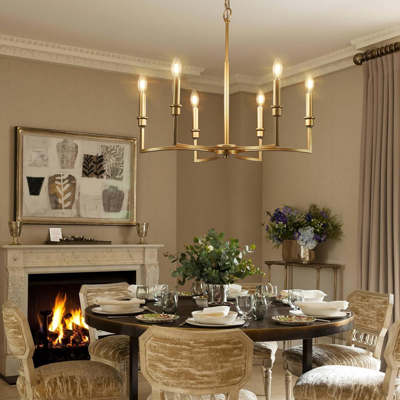Lustre noir 6 lumières pour la salle à manger, la cuisine, la chambre à coucher et le vestibule avec chaîne réglable et base E12