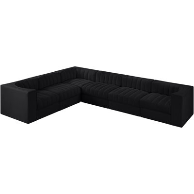 Demars Velvet Performance Fabric Upholstered 6Pc. Modular Sectional