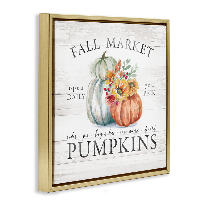 Fall Country Market Pumpkins, Metallic Gold Floater Frame, 25" H x 25" W