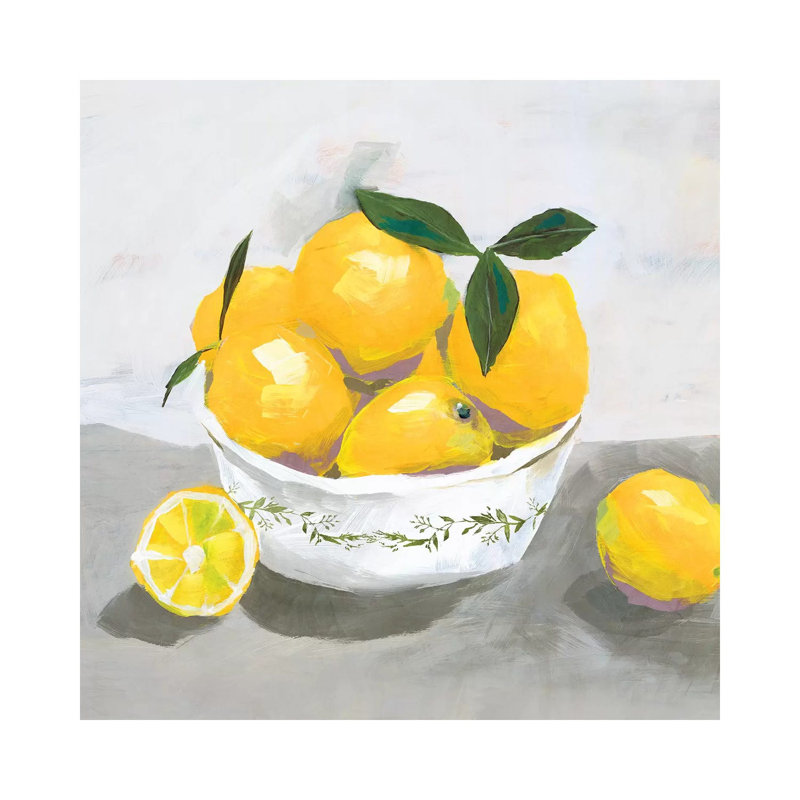«Lemons» par Isabelle Z - impression d'art graphique, H 26 po x l 26 po x P 1,5 po, Pas de tapis, Toile tendue