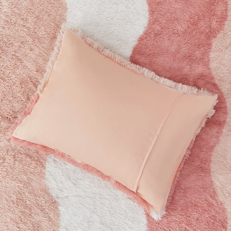 Ensemble d'édredon en fausse fourrure, Édredon simple + 2 taies décoratives