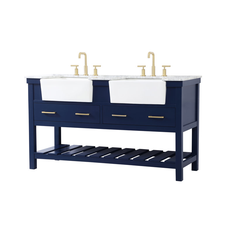 Ensemble de meuble-lavabo double 60 po Pelaghia, Bleu