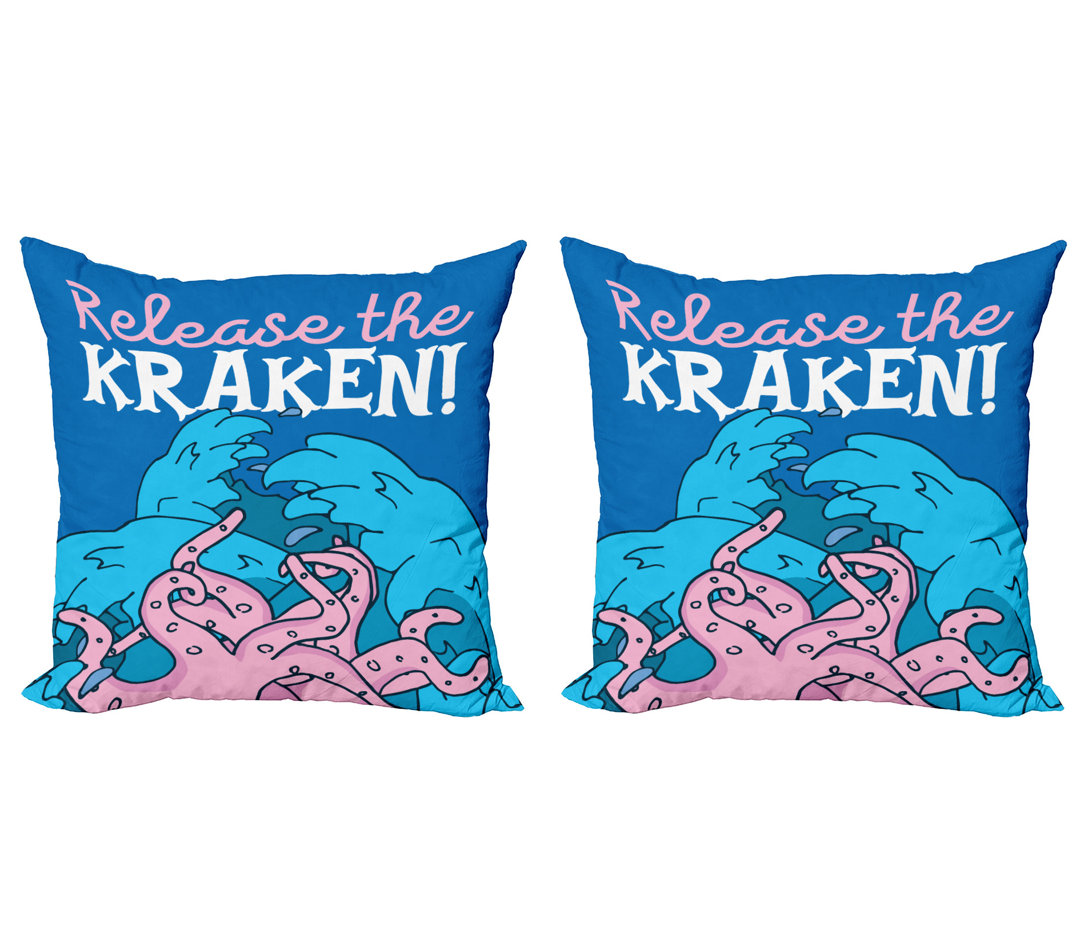 Kissenbezug, Kraken Motivation Wörter, Ozean, Rosa Royal Blue