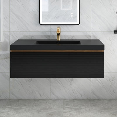 47 po X P 20 po P x 16 po Meuble-lavabo mural simple H en chêne avec plateau en résine