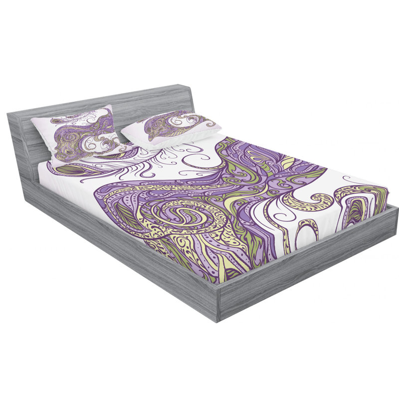 Ensemble de draps mandala peacock, Ensemble de drap pour grand lit avec drap-housse