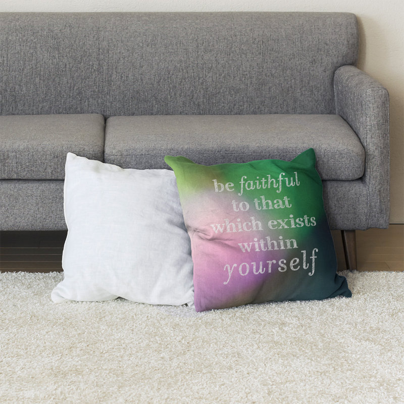 Coussin de sol be loyal to yourself, H 28 po x l 28 po, Rose / Vert