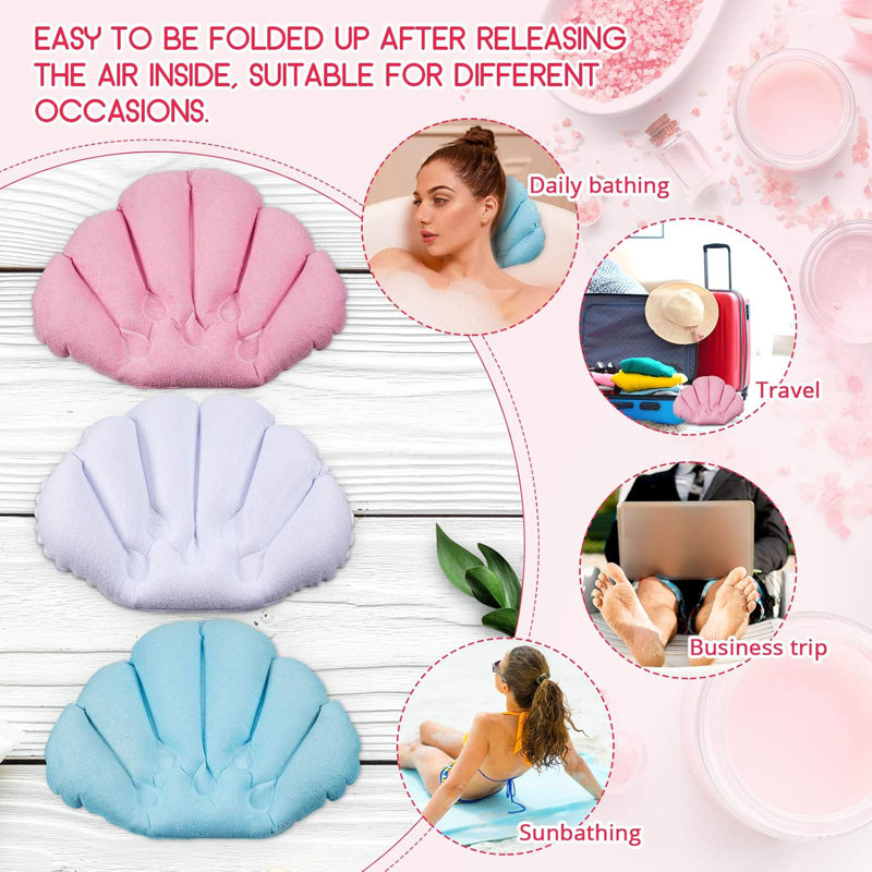 3-pack Inflatable Bath Pillows With Suction Cups