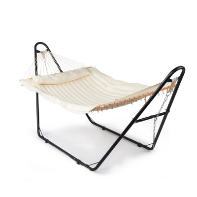 124 po Hamac d'extérieur beige avec support