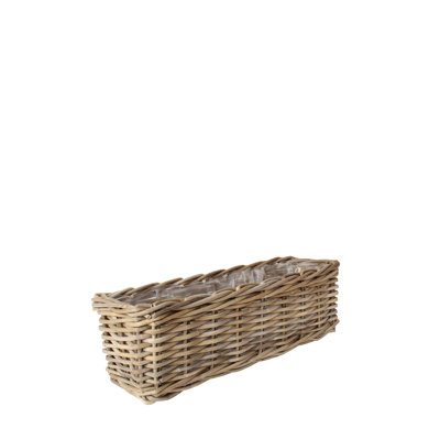 Rectangle Ratten Flower Basket With Plastic Liner