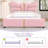 Full Size Upholstered PU Leather Bed Frame, With Butterfly Shaped Headboard And Footboard, Platform Bed Frame With Gold Metal Decorations, No Box Spring Needed, Light Pink-470847829-470847828