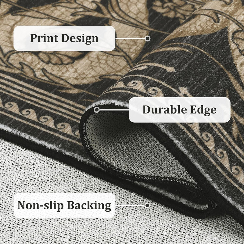 Washable Area Rug 5x7 9x12 – Non-Slip mark Resistant Carpet for Living Room Bedroom Nursery – Modern Forest Jungle Accent Snake – Dark Grey/Blue/Green