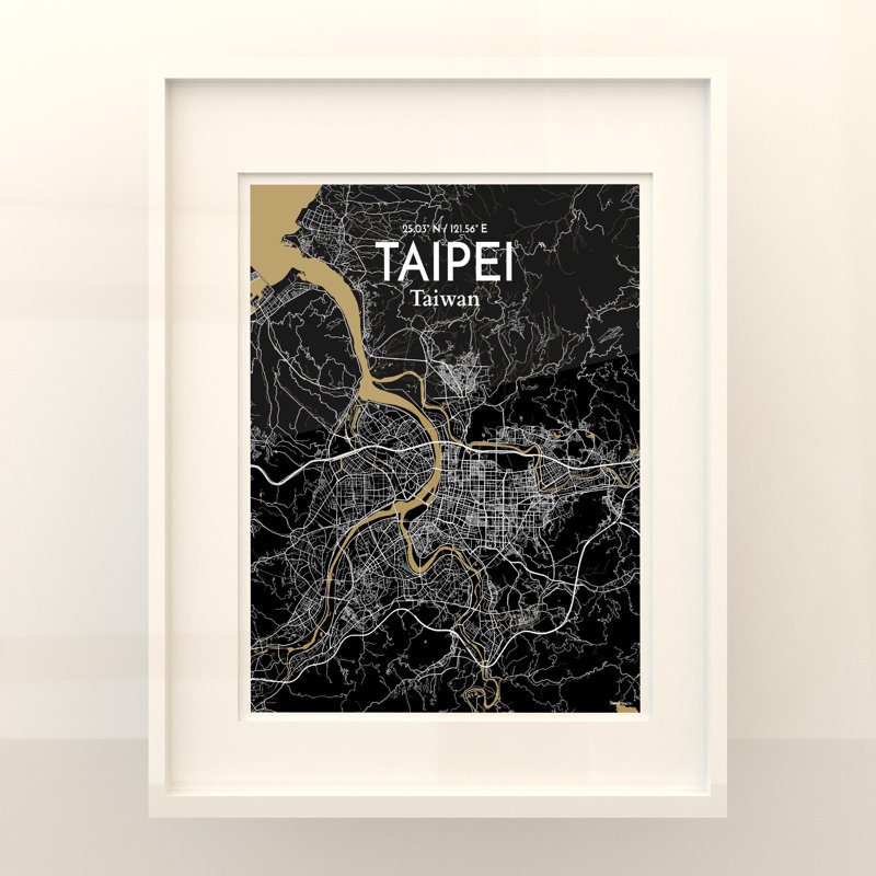 Taipei City Map In Luxe - No Frame Print, 20cm H x 16cm W x 0.05cm D