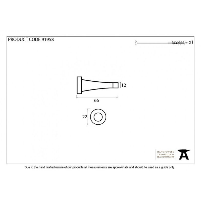 Projection Brass Baseboard Door Stop, Polished Bronze