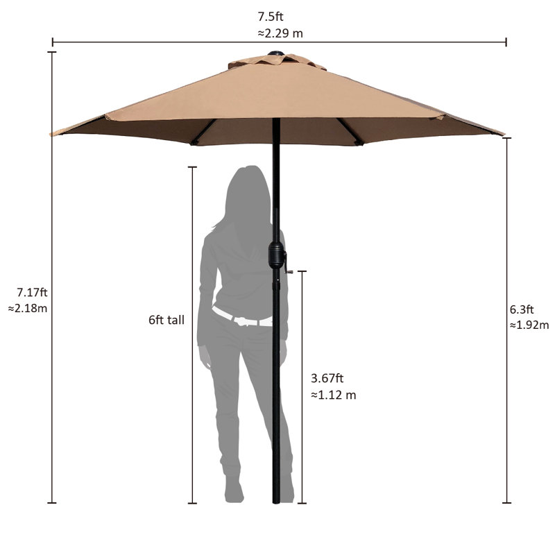 Parasol de marché Tempo, Brun clair, 90''