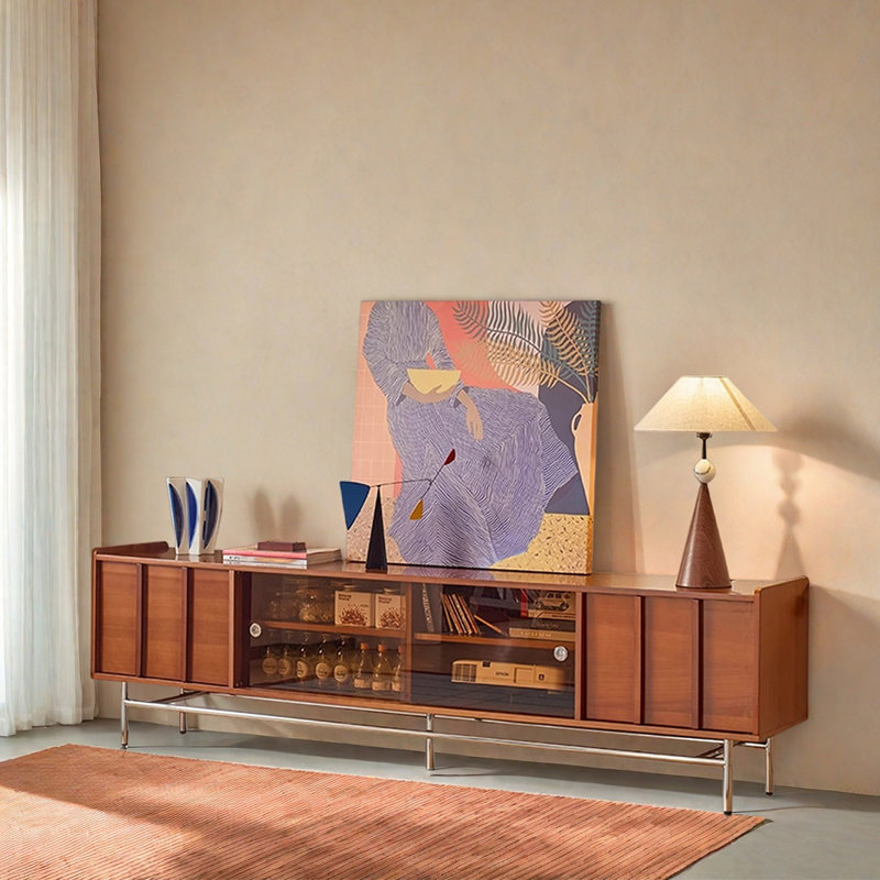 Meuble télé rétro rétro, H 24,8 po x L 62,99 po x l 15,74 po