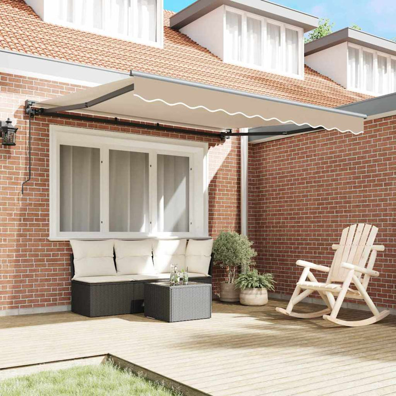 Brayden Studio Retractable Door / Window Awning, 300 cm W x 250 cm D, Beige/Anthracite