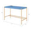 Bureau élégant aux accents bleu marine et or, 35,5 cm (l) x 101,5 cm (l) x 71 cm (hauteur) d'espace pour les jambes, table d'écriture au design moderne, or, espace