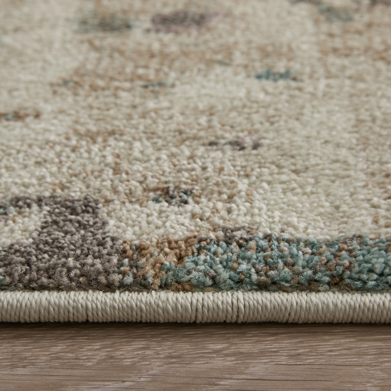 Roy Modern Abstract, Ivory/Blue/Purple Area Rug, Rectangle 9' x 12'