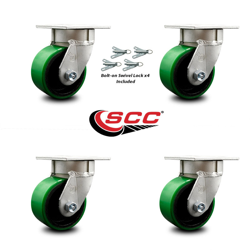 Roulettes pivotantes Kingpinless, Vert