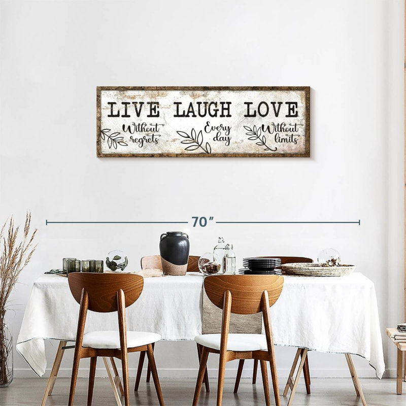 «Live Laugh Love», impression sur toile, H 17 po x l 51 po x P 1,25 po