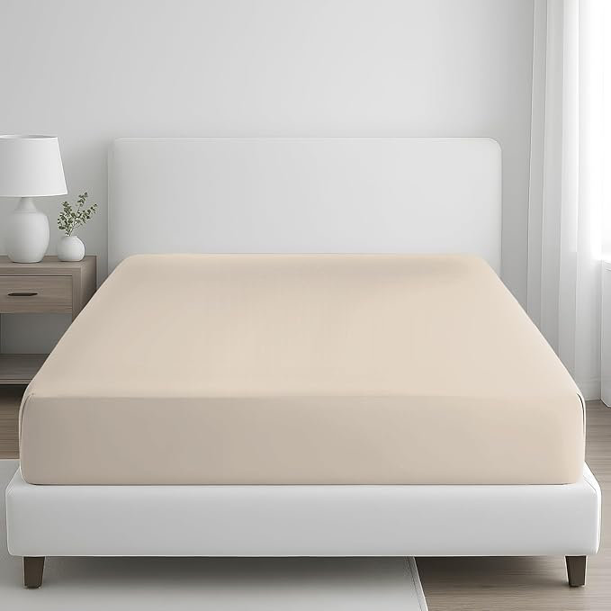 100% Egyptian Cotton Extra Deep Fitted Sheet 35cm – Hotel Collection, Soft Touch, Breathable & Long-Lasting Elastic