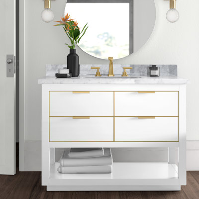 Meuble-lavabo simple 42 po avec plateau en marbre de Carrare Allie