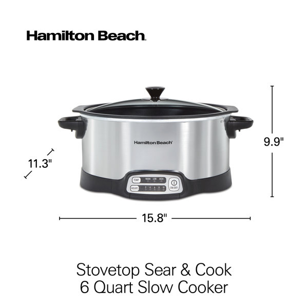Hamilton Beach Stovetop Sear & Cook Slow Cooker 6 Quart Capacity & Reviews