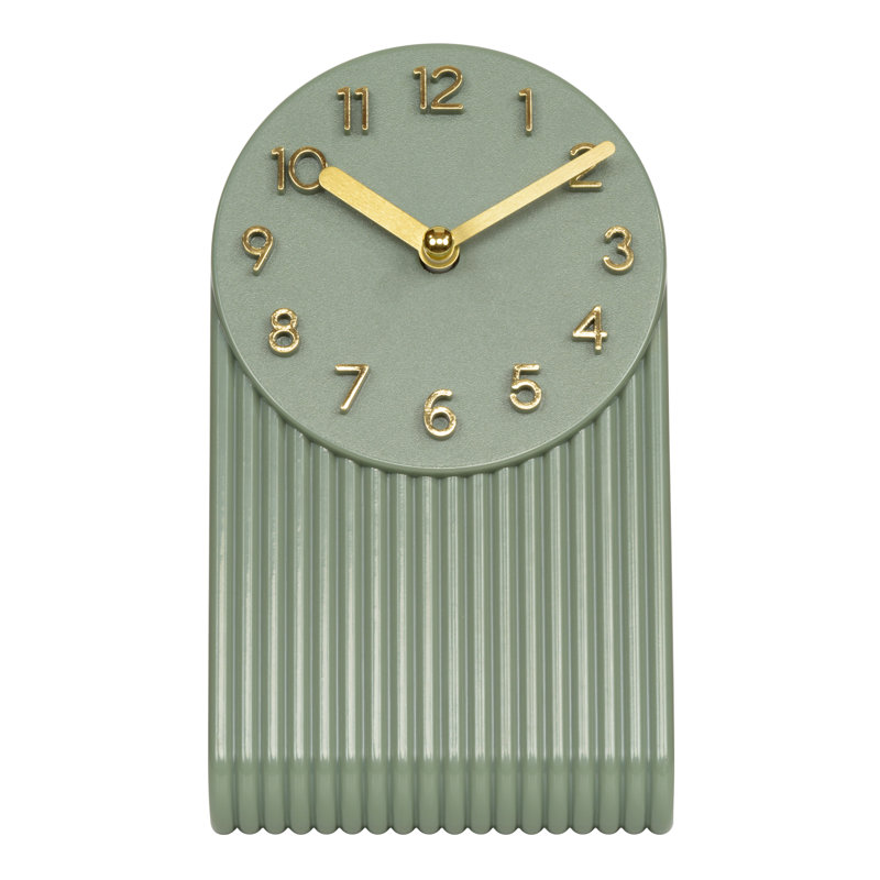 Grooves Quartz Analog Tabletop Clock, Light Sage, Green