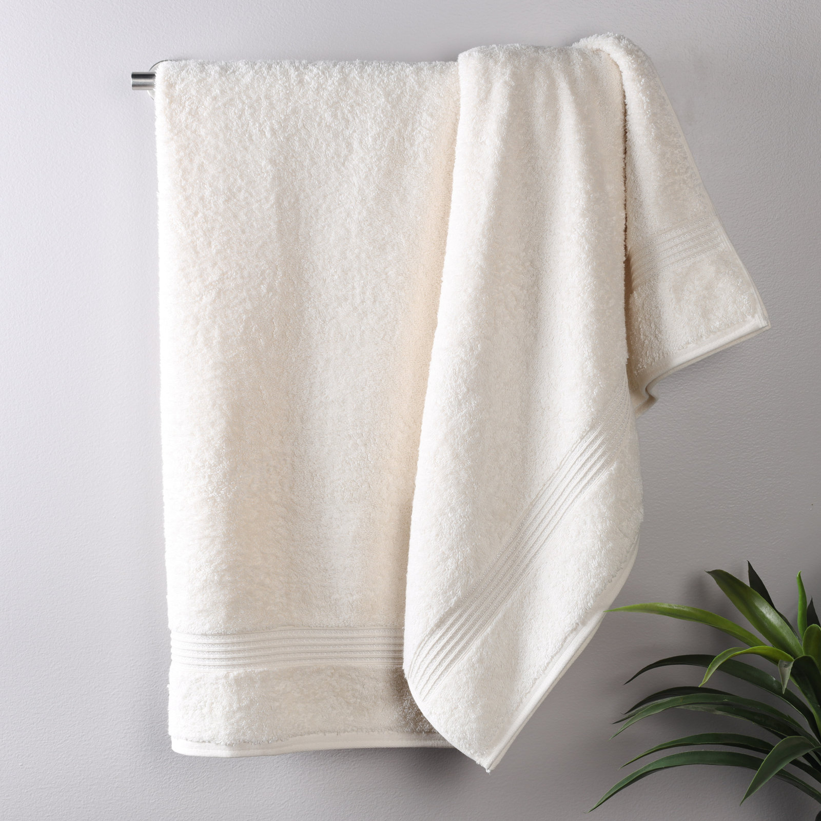 Oleg Egyptian Cotton Bath Sheet Set, Ivory, Bath Towels - 2 Pack