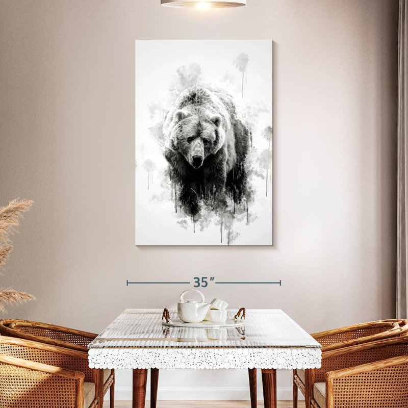 Ours brun Brampt noir et blanc, H 48 po x l 32 po
