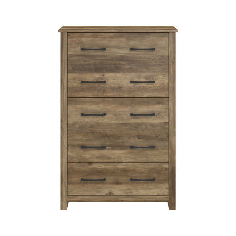 Walter 5 Drawer 46.7" H Dresser, Knotty Oak
