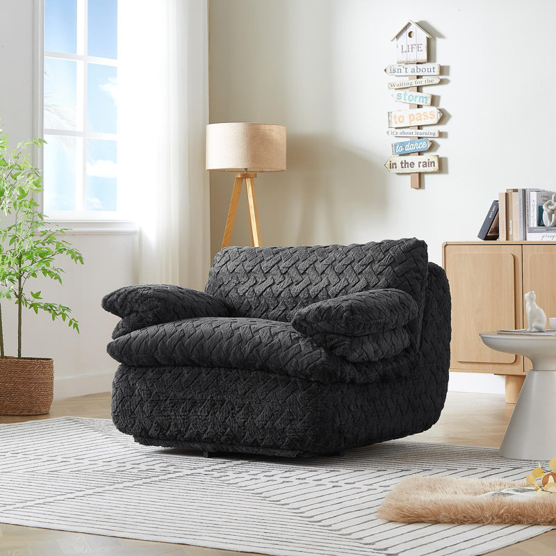 Liyasi Full Compression Sofa Chair With Swivel, Black